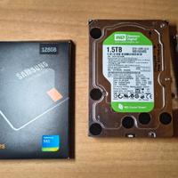 SSD SATA 128GB, HDD 3,5 1500 GB, HDD 2,5 250 GB