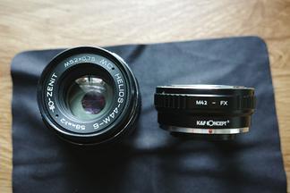 Set 3 obiettivi vintage M42 + adattatore fuji X