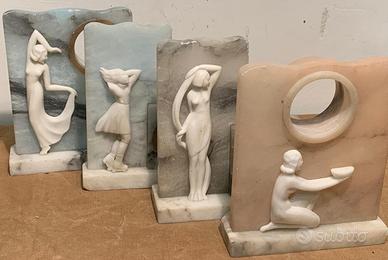 Statuine scolpite a mano stile liberty decò