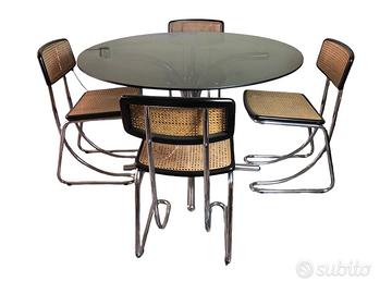 Bauhaus Marcel Breuer  1970 Vintage 4 Sedie Tavolo