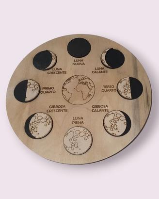 gioco incastri luna legno fasi lunari montessori