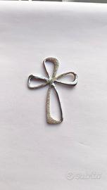 Ciondolo croce testurizzata vintage argento