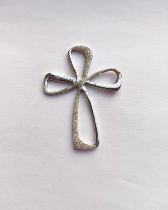 Ciondolo croce testurizzata vintage argento