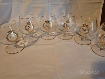 SET 6 BICCHIERI COGNAC NAPOLEON SCRITTE ORO
