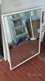 SPECCHIO H 90 L 70 CORNICE BIANCA PRESA ATTACCHI