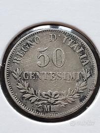 50 centesimi valore 1863 m