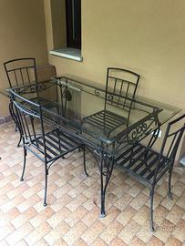 Set tavolo e sedie in ferro battuto