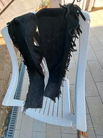 Chaps western in pelle scamosciata nera 