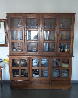 Maestosa Credenza Arte Povera Legno e Vetro