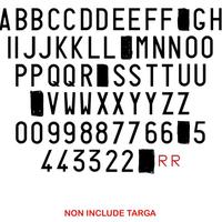 Lettere e numeri per targa ripetitiva 