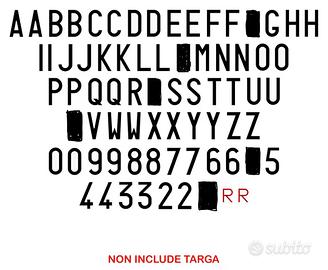 Lettere e numeri per targa ripetitiva 