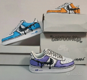 NIKE AIR FORCE ONE 1 dipinte a mano DI ZECCA NUOVE