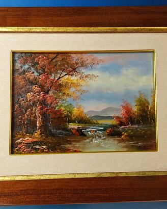 Quadro Paesaggio Autunnale con Cornice in Legno