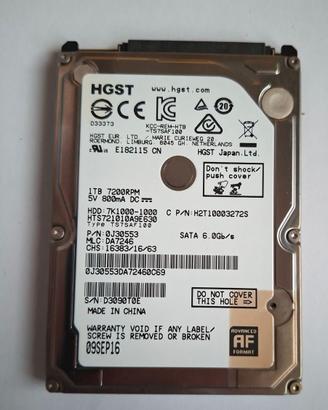 hard disk interno per notebook. 1TB