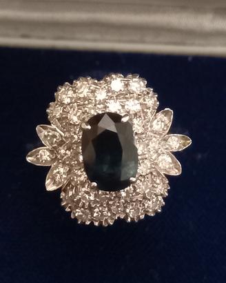 anello oro diamanti e zaffiro