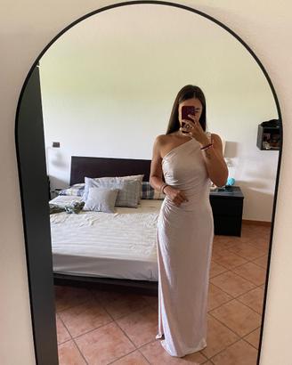 Abito da cerimonia rosa antico e argento