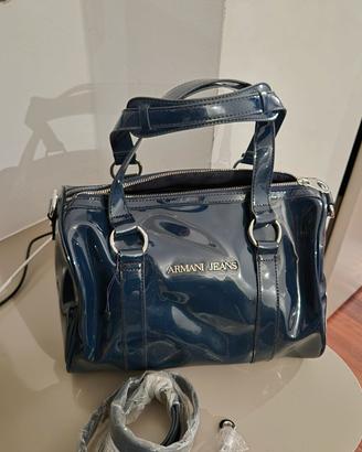 Borsa donna a tracolla Armani Jeans blu vernice