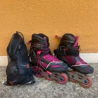 Pattini in linea bambina con custodia e protezioni