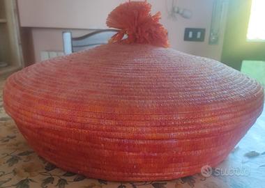 Cesto porta pane carasau in asfodelo/raffia 48 cm