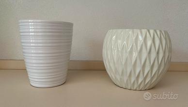 Coppia vasi ceramica bianca