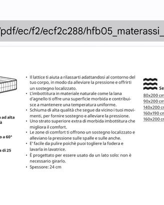 Materasso 160*200 in memory foam
