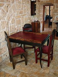 Set tavolo in legno massello con 5 sedie
