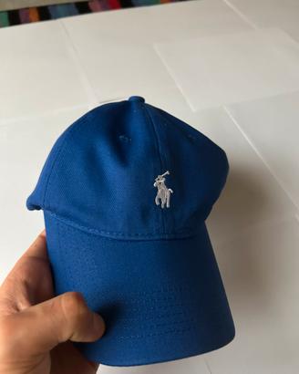 Cappellino blu con logo ricamato ralph lauren