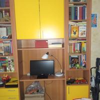 libreria cassettiera e postazione di lavoro 