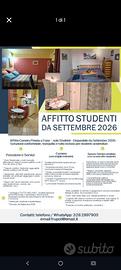 Camera SINGOLA STUDENTESSA 2026 FANO bagno cucina