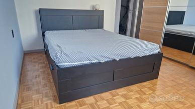 Letto Matrimoniale IKEA Brimnes Nero con Cassetti