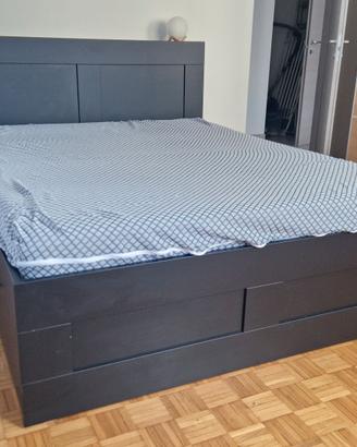 Letto Matrimoniale IKEA Brimnes Nero con Cassetti