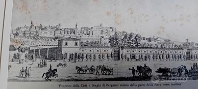 antica stampa veduta di Bergamo rarissima 