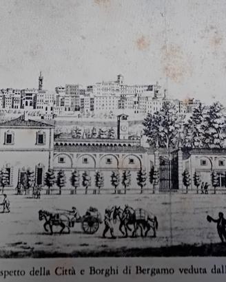 antica stampa veduta di Bergamo rarissima 