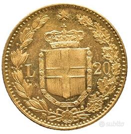 Marengo 20 lire Oro 1882 Umberto I con perizia