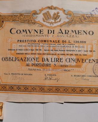 Certificato azionario antico - Obbligazione Armeno