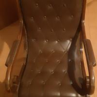 sedia a dondolo legno pelle vintage