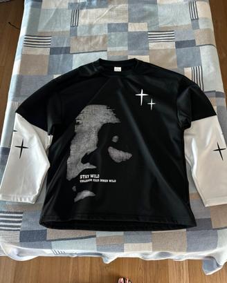 Maglia nera e bianca Stay Wild