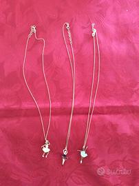 Set 3 collane argento 925 con ciondoli ballerine