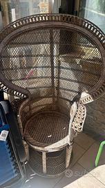 Poltrone pavone rattan + divanetto