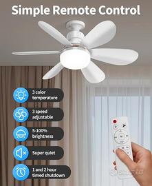 Ventilatore da soffitto E27 con luce LED 3 velocit