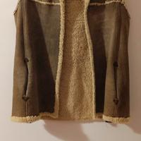 Gilet vintage, vero montone 
Marrone chiaro, panna