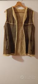 Gilet vintage, vero montone 
Marrone chiaro, panna