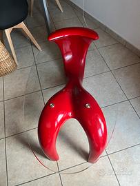 TAVOLINO vetro trasparente resina rosso Vintage