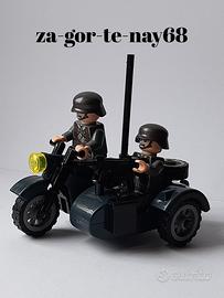 Sidecar tedesco ww2 con soldati compatibile Lego 