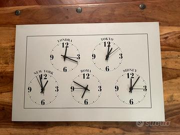 Orlogio da muro con 5 fusi orari