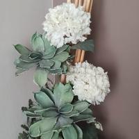 composizione finta fiori e piante grasse