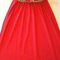 abito lungo rosso scarlatto con pizzo Tg. L 44 /46
