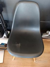 sedia plastica gambe legno