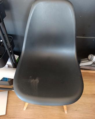 sedia plastica gambe legno