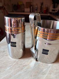 Shaker e porta ghiaccio e pinza. Birfo oro 24 k